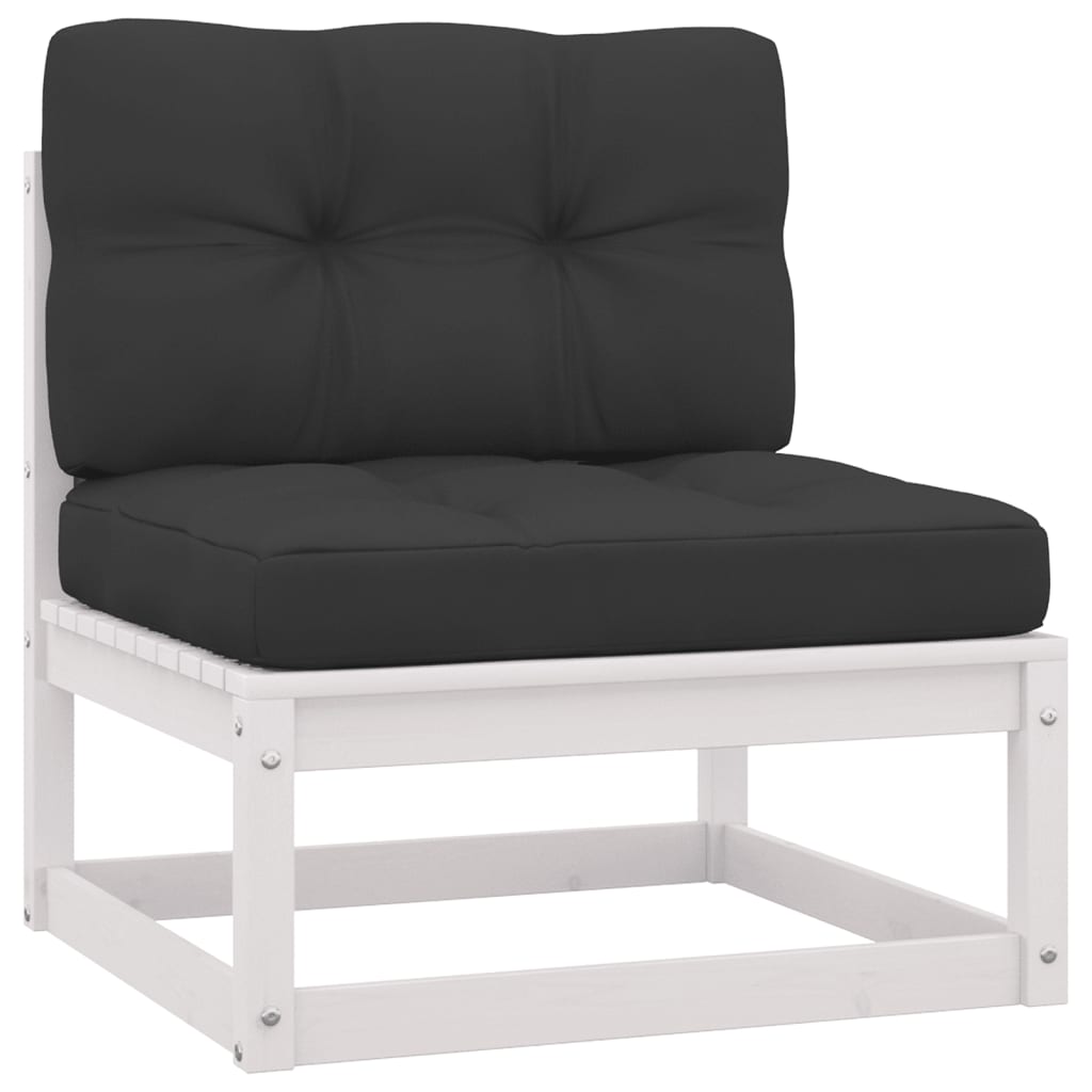 10-tlg. Garten-Lounge-Set mit Kissen Weiss Kiefer Massivholz